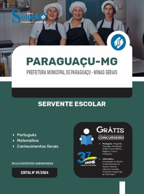 Apostila Prefeitura de Paraguaçu - MG em PDF 2024 - Servente Escolar - Imagem 1