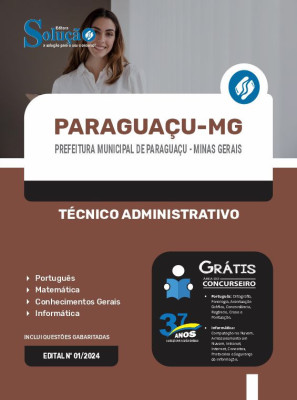 Apostila Prefeitura de Paraguaçu - MG em PDF 2024 - Técnico Administrativo - Imagem 1