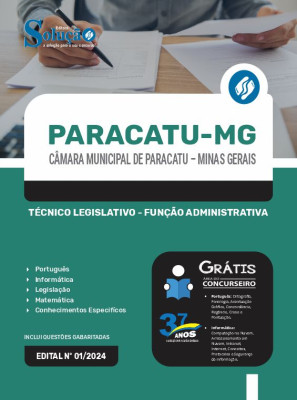 Apostila Câmara de Paracatu - MG 2024 - Técnico Legislativo - Função Administrativa - Imagem 3