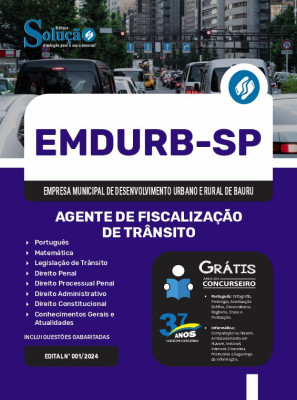 Apostila EMDURB-SP 2024 - Agente de Fiscalização de Trânsito - Imagem 3