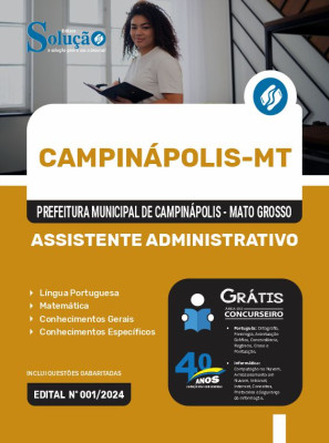 Apostila Prefeitura de Campinápolis - MT 2024 - Assistente Administrativo - Imagem 3