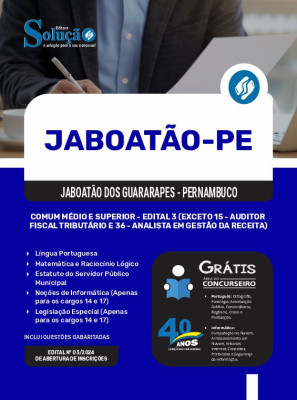 Apostila Prefeitura de Jaboatão dos Guararapes - PE 2024 - Comum Médio e Superior - Edital 3 - Imagem 3