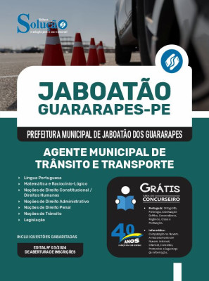 Apostila Prefeitura de Jaboatão dos Guararapes - PE em PDF 2024 - Agente Municipal de Trânsito e Transporte - Imagem 1