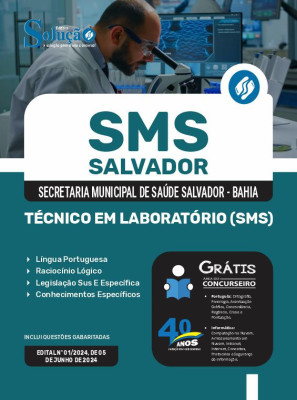 Apostila SMS Salvador em PDF 2024 - Técnico em Laboratório (SMS) - Imagem 1