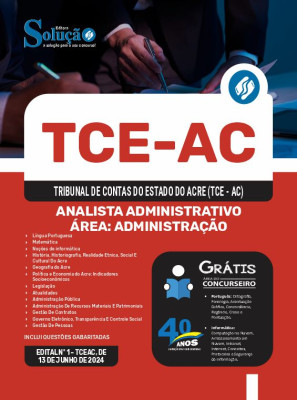 Apostila TCE-AC 2024 - Analista Administrativo - Área: Administração (Cargo 1) - Imagem 3