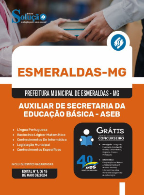 Apostila Prefeitura de Esmeraldas - MG 2024 - Auxiliar de Secretaria da Educação Básica - ASEB - Imagem 3