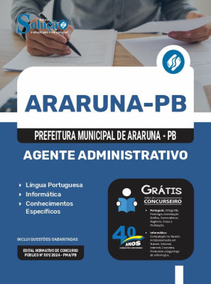 Apostila Prefeitura de Araruna - PB em PDF 2024 - Agente Administrativo - Imagem 1