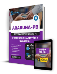 Capa Apostila Prefeitura de Araruna - PB 2024 - Professor Magistério Classe A