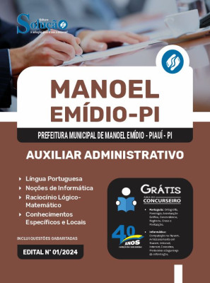 Apostila Prefeitura de Manoel Emídio - PI 2024 - Auxiliar Administrativo - Imagem 3