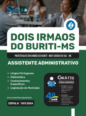 Apostila Prefeitura de Dois Irmãos do Buriti - MS 2024 - Assistente Administrativo - Imagem 3