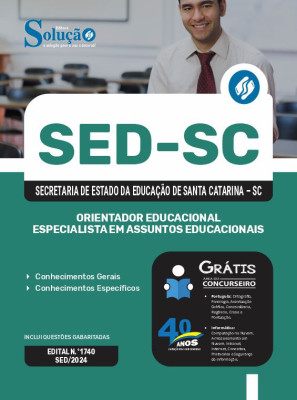 Apostila SED-SC em PDF 2024 - Orientador Educacional - Especialista em Assuntos Educacionais - Imagem 1