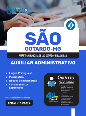 Apostila Prefeitura de São Gotardo - MG 2024 - Auxiliar Administrativo - Imagem 3