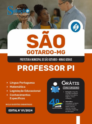 Apostila Prefeitura de São Gotardo - MG em PDF 2024 - Professor PI - Imagem 1