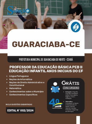 Apostila Prefeitura de Guaraciaba do Norte - CE em PDF 2024 - Professor da Educação Básica PEB II - Educação Infantil Anos Iniciais do EF - Imagem 1