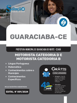 Apostila Prefeitura de Guaraciaba do Norte - CE em PDF 2024 - Motorista Categoria D e Motorista Categoria B - Imagem 1