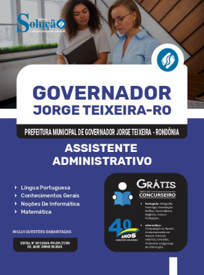 Apostila Prefeitura de Governador Jorge Teixeira - RO 2024 - Assistente Administrativo - Imagem 3