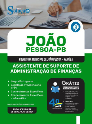 Apostila Prefeitura de João Pessoa - PB 2024 - Assistente de Suporte de Administração de Finanças - Imagem 3