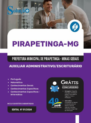 Apostila Prefeitura de Pirapetinga - MG 2024 - Auxiliar Administrativo/Escriturário - Imagem 3