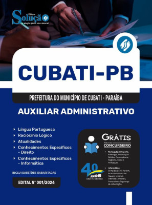 Apostila Prefeitura de Cubati - PB em PDF 2024 - Auxiliar Administrativo - Imagem 1