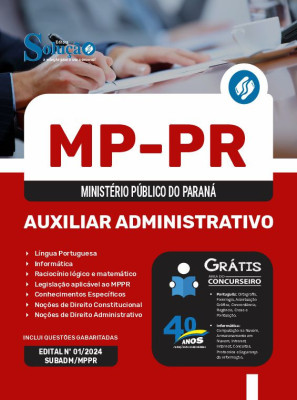 Apostila MP-PR em PDF 2024 - Auxiliar Administrativo - Imagem 1