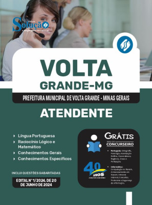 Apostila Prefeitura de Volta Grande - MG 2024 - Atendente - Imagem 3