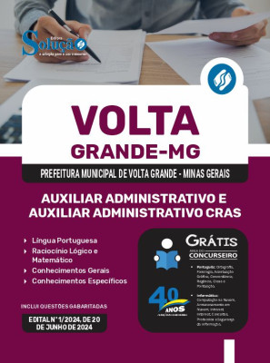 Apostila Prefeitura de Volta Grande - MG 2024 - Auxiliar Administrativo e Auxiliar Administrativo CRAS - Imagem 3