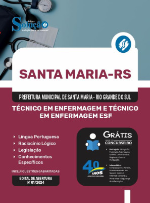 Apostila Prefeitura de Santa Maria - RS 2024 - Técnico em Enfermagem e Técnico em Enfermagem ESF - Imagem 3