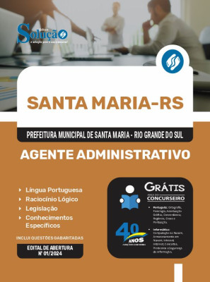 Apostila Prefeitura de Santa Maria - RS 2024 - Agente Administrativo - Imagem 3