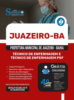 Apostila Prefeitura de Juazeiro - BA 2024 - Técnico de Enfermagem e Técnico de Enfermagem PSF - Imagem 3