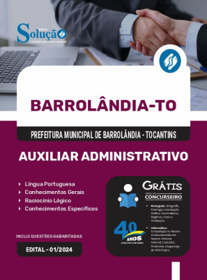 Apostila Prefeitura de Barrolândia - TO em PDF 2024 - Auxiliar Administrativo - Imagem 1