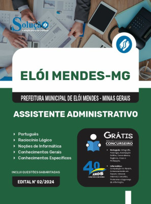 Apostila Prefeitura de Elói Mendes - MG 2024 - Assistente Administrativo - Imagem 3