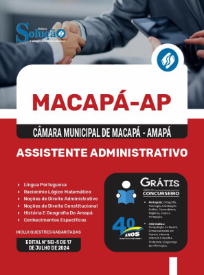 Apostila Câmara de Macapá - AP 2024 - Assistente Administrativo - Imagem 3