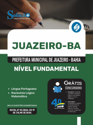 Apostila Prefeitura de Juazeiro - BA em PDF 2024 - Nível Fundamental - Comum aos Cargos: Agente de Segurança Escolar, Auxiliar de Creche e Auxiliar Operacional - Imagem 1