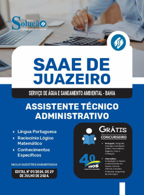 Apostila SAAE de Juazeiro - BA em PDF 2024 - Assistente Técnico-Administrativo - Imagem 1