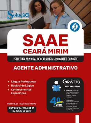 Apostila SAAE Ceará Mirim - RN 2024 - Agente Administrativo - Imagem 3