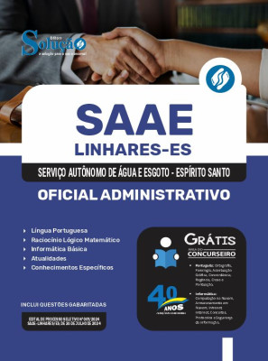 Apostila SAAE Linhares - ES 2024 - Oficial Administrativo - Imagem 3