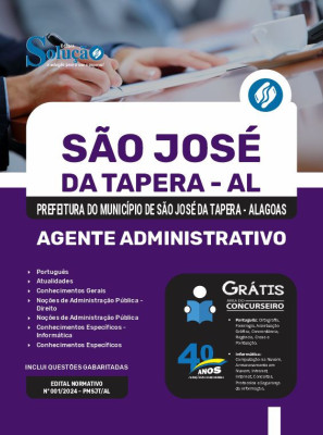 Apostila Prefeitura de São José da Tapera - AL em PDF 2024 - Agente Administrativo - Imagem 1