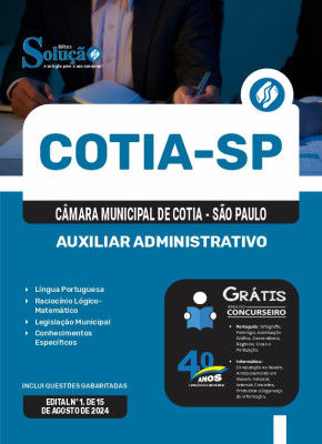 Apostila Câmara de Cotia - SP 2024 - Auxiliar Administrativo - Imagem 3