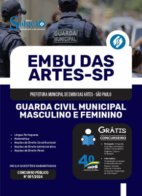 Apostila Prefeitura de Embu das Artes - SP em PDF 2024 - Guarda Civil Municipal Masculino e Feminino - Imagem 1