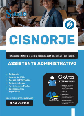 Apostila CISNORJE em PDF 2024 - Assistente Administrativo - Imagem 1