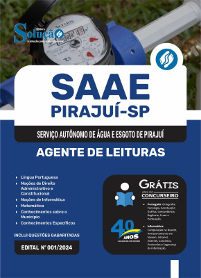 Apostila SAAE Pirajuí SP em PDF 2024 - Agente de Leituras - Imagem 1