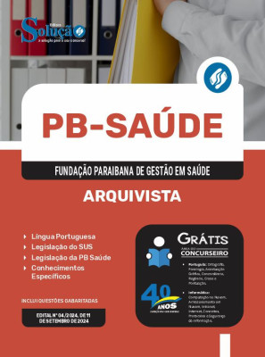 Apostila PB Saúde em PDF 2024 - Arquivista - Imagem 1