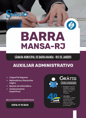 Apostila Câmara de Barra Mansa - RJ 2024 - Auxiliar Administrativo - Imagem 3