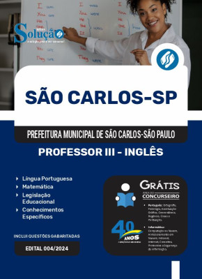 Apostila Prefeitura de São Carlos - SP 2024 - Professor III - Inglês - Imagem 3