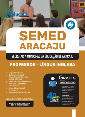 Apostila SEMED Aracaju em PDF 2024 - Professor - Língua Inglesa - Imagem 1