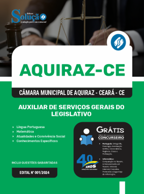 Apostila Câmara de Aquiraz - CE 2024 - Auxiliar de Serviços Gerais do Legislativo - Imagem 3