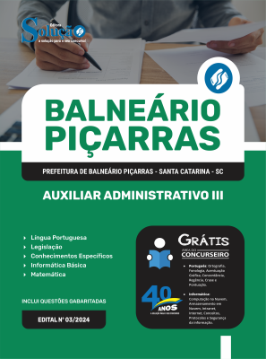 Apostila Prefeitura de Piçarras - SC  - Auxiliar Administrativo III - Imagem 3