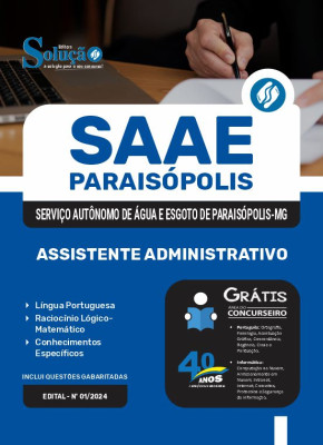 Apostila SAAE Paraisópolis - MG 2024 - Assistente Administrativo - Imagem 3