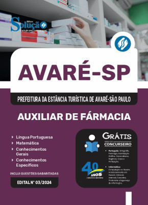 Apostila Prefeitura de Avaré - SP em PDF 2024 - Auxiliar de Fármacia - Imagem 1