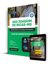 Capa Apostila Prefeitura de São Joaquim de Bicas - MG 2024 - Auxiliar Administrativo III